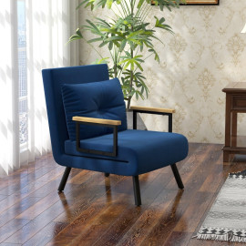 Fauteuil-lit Lorier convertible inclinable velours bleu