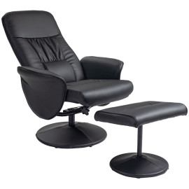 Fauteuil relax Pereo inclinable repose-pieds simili cuir noir