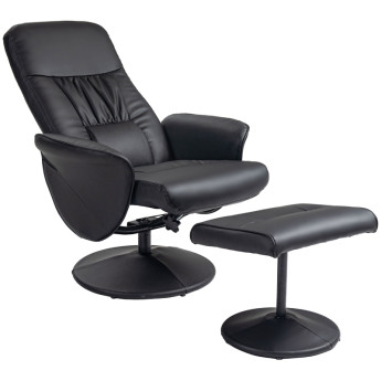 Fauteuil relax Pereo inclinable repose-pieds simili cuir noir