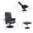 Fauteuil relax Pereo inclinable repose-pieds simili cuir noir