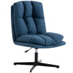 Fauteuil de salon Amys pivotant 360° réglable effet lin bleu foncé