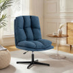 Fauteuil de salon Amys pivotant 360° réglable effet lin bleu foncé