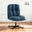Fauteuil de salon Amys pivotant 360° réglable effet lin bleu foncé