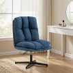 Fauteuil de salon Amys pivotant 360° réglable effet lin bleu foncé