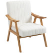 Fauteuil Rosria scandinave en velours bois naturel crème