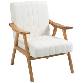Fauteuil Rosria scandinave en velours bois naturel crème