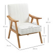 Fauteuil Rosria scandinave en velours bois naturel crème