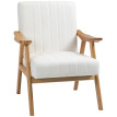 Fauteuil Rosria scandinave en velours bois naturel crème