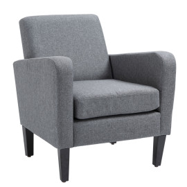 Fauteuil Merot relax rembourré tissu aspect lin gris clair