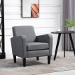 Fauteuil Merot relax rembourré tissu aspect lin gris clair