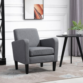Fauteuil Merot relax rembourré tissu aspect lin gris clair