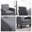 Fauteuil Merot relax rembourré tissu aspect lin gris clair