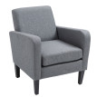 Fauteuil Merot relax rembourré tissu aspect lin gris clair