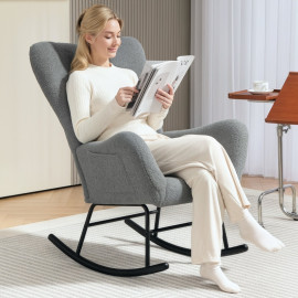 Calrio chaise à bascule confortable coussin lombaire antidérapante gris