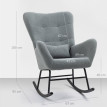 Calrio chaise à bascule confortable coussin lombaire antidérapante gris