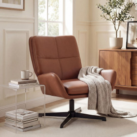 Fauteuil Calian pivotant fauteuil de lecture PU marron