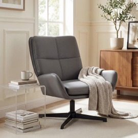 Fauteuil Beranet pivotant rembourré PU gris