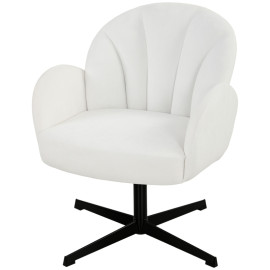 Fauteuil Roson pivotant velours coquille crème