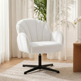 Fauteuil Roson pivotant velours coquille crème
