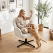 Fauteuil Roson pivotant velours coquille crème