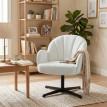 Fauteuil Roson pivotant velours coquille crème