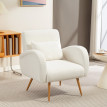 Fauteuil Alroiel rembourré polaire avec accoudoirs et coussin lombaire blanc crème