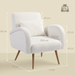 Fauteuil Alroiel rembourré polaire avec accoudoirs et coussin lombaire blanc crème