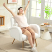 Fauteuil Alroiel rembourré polaire avec accoudoirs et coussin lombaire blanc crème