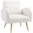 Fauteuil Alroiel rembourré polaire avec accoudoirs et coussin lombaire blanc crème