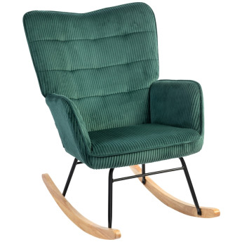Chaise à bascule Rivrio confort rembourré hêtre vert foncé