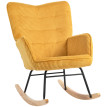 Fauteuil à bascule Erlet vintage rembourré hêtre acier jaune