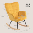 Fauteuil à bascule Erlet vintage rembourré hêtre acier jaune