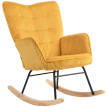 Fauteuil à bascule Erlet vintage rembourré hêtre acier jaune