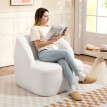 Fauteuil Lorerson moderne rembourré en polaire crème