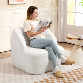 Fauteuil Lorerson moderne rembourré en polaire crème