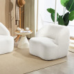 Fauteuil Lorerson moderne rembourré en polaire crème