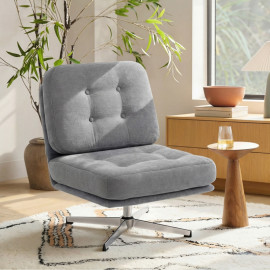 Fauteuil Felelson pivotant chenille assise large gris clair