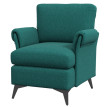 Fauteuil Feliel salon tissu effet lin accoudoirs roulés vert