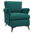 Fauteuil Feliel salon tissu effet lin accoudoirs roulés vert