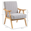 Fauteuil Meluot design scandinave velours bois massif gris