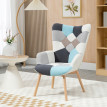 Solria Fauteuil chambre velours matelassé pieds bois multicolore