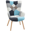 Solria Fauteuil chambre velours matelassé pieds bois multicolore