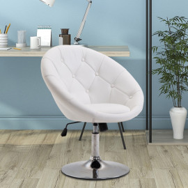 Tabouret de travail Felvik pivotant réglable simili cuir blanc