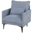 Fauteuil Corona rembourré tissu effet lin bleu