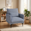 Fauteuil Corona rembourré tissu effet lin bleu