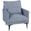 Fauteuil Corona rembourré tissu effet lin bleu