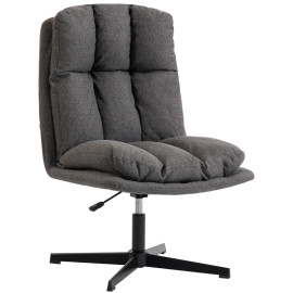 Florenne Fauteuil pivotant en tissu effet lin Gris foncé