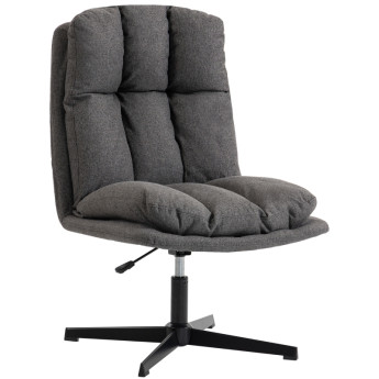 Florenne Fauteuil pivotant en tissu effet lin Gris foncé