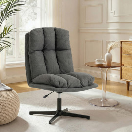 Florenne Fauteuil pivotant en tissu effet lin Gris foncé