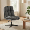 Florenne Fauteuil pivotant en tissu effet lin Gris foncé